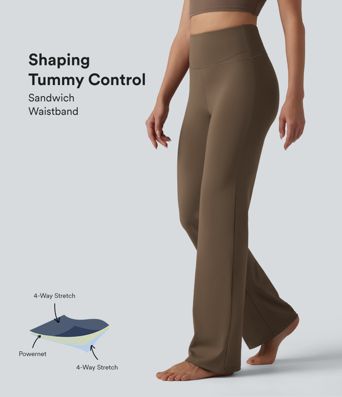 High Waisted Tummy Control Straight Leg Yoga Trousers