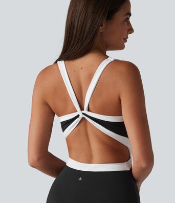 Softlyzero™ Airy Built-in Bra 2-in-1 Color Block Cool Touch Mini Tennis Active Dress with Pockets-Easy Peezy Edition