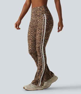 Halara UltraSculpt™ Leopard Print High Waisted Tummy Control Color Block Stripe Bootcut Training Leggings with Pockets