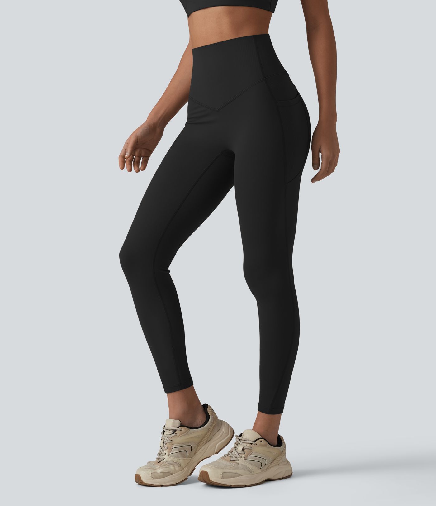 Halara UltraSculpt™ High Waisted Tummy Control Contrast Ribbed Yoga 7/8 Leggings with Pockets Halara UltraSculpt™ High Waisted Tummy Control Contrast Ribbed Yoga 7/8 Leggings with Pockets