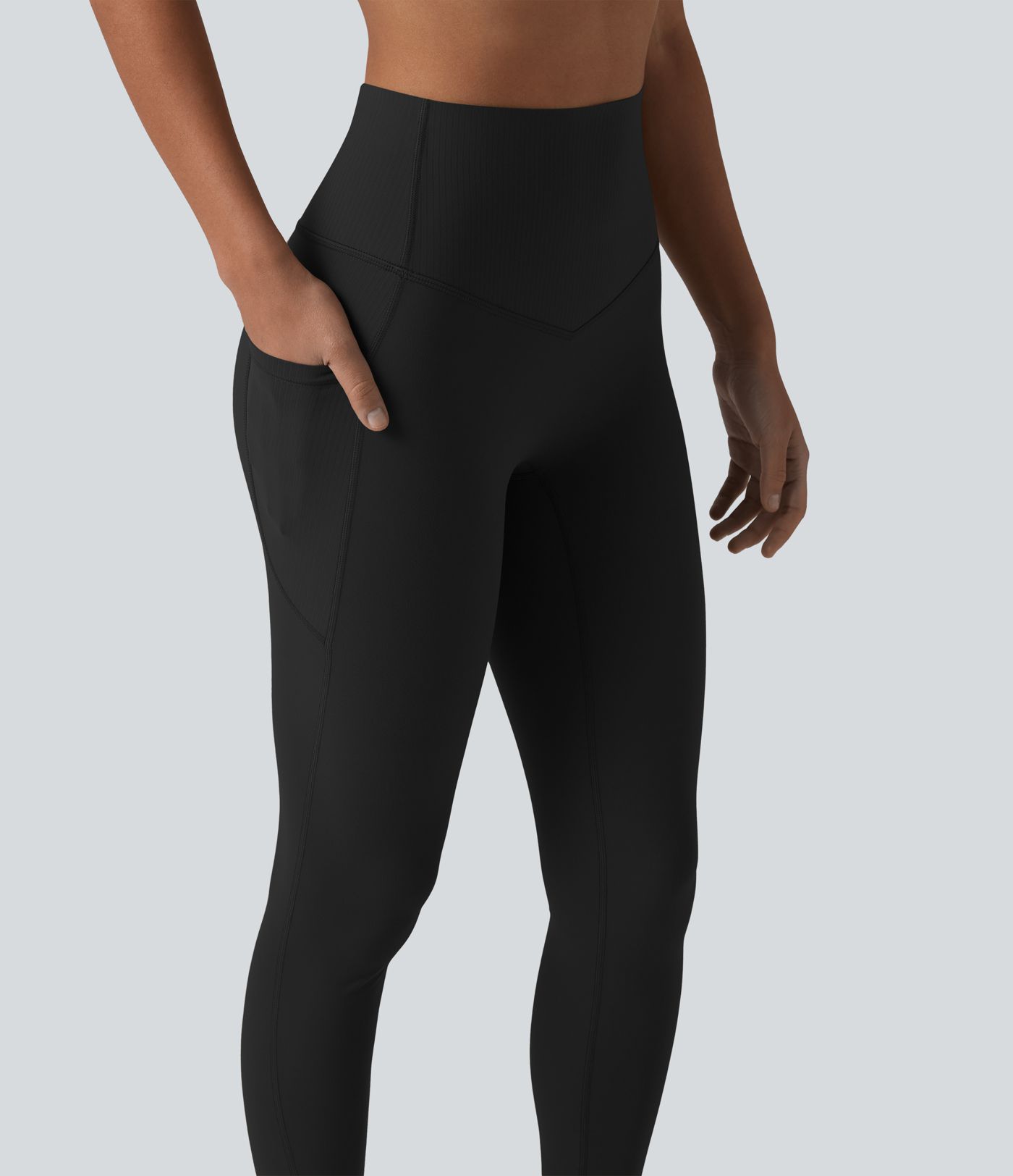 Halara UltraSculpt™ High Waisted Tummy Control Contrast Ribbed Yoga 7/8 Leggings with Pockets Halara UltraSculpt™ High Waisted Tummy Control Contrast Ribbed Yoga 7/8 Leggings with Pockets