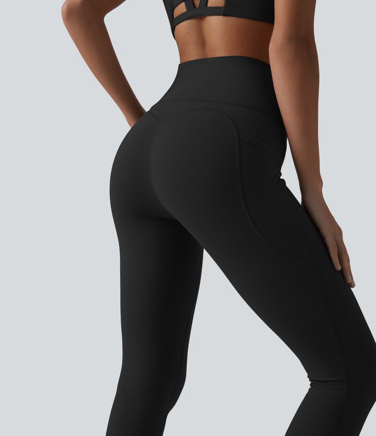 Halara UltraSculpt™ High Waisted Tummy Control Contrast Ribbed Yoga 7/8 Leggings with Pockets Halara UltraSculpt™ High Waisted Tummy Control Contrast Ribbed Yoga 7/8 Leggings with Pockets