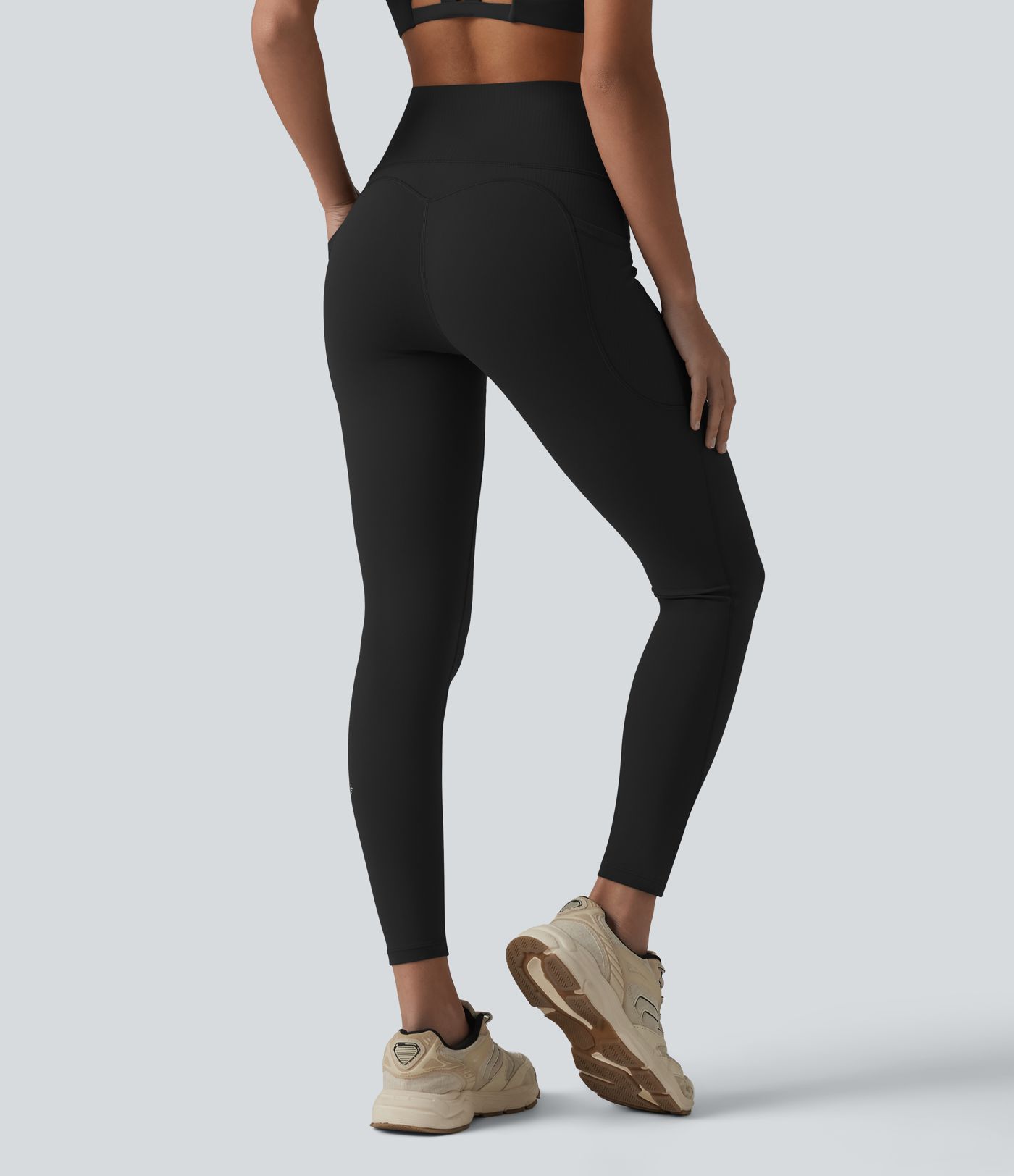 Halara UltraSculpt™ High Waisted Tummy Control Contrast Ribbed Yoga 7/8 Leggings with Pockets Halara UltraSculpt™ High Waisted Tummy Control Contrast Ribbed Yoga 7/8 Leggings with Pockets