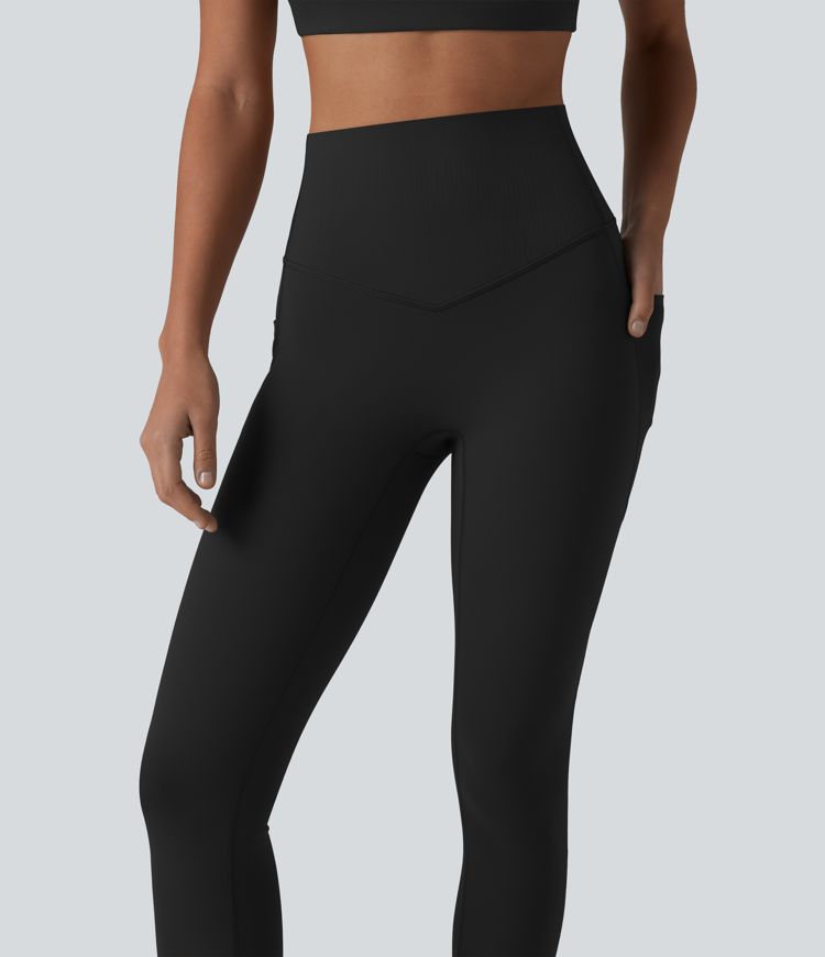 Halara UltraSculpt™ High Waisted Tummy Control Contrast Ribbed Yoga 7/8 Leggings with Pockets Halara UltraSculpt™ High Waisted Tummy Control Contrast Ribbed Yoga 7/8 Leggings with Pockets