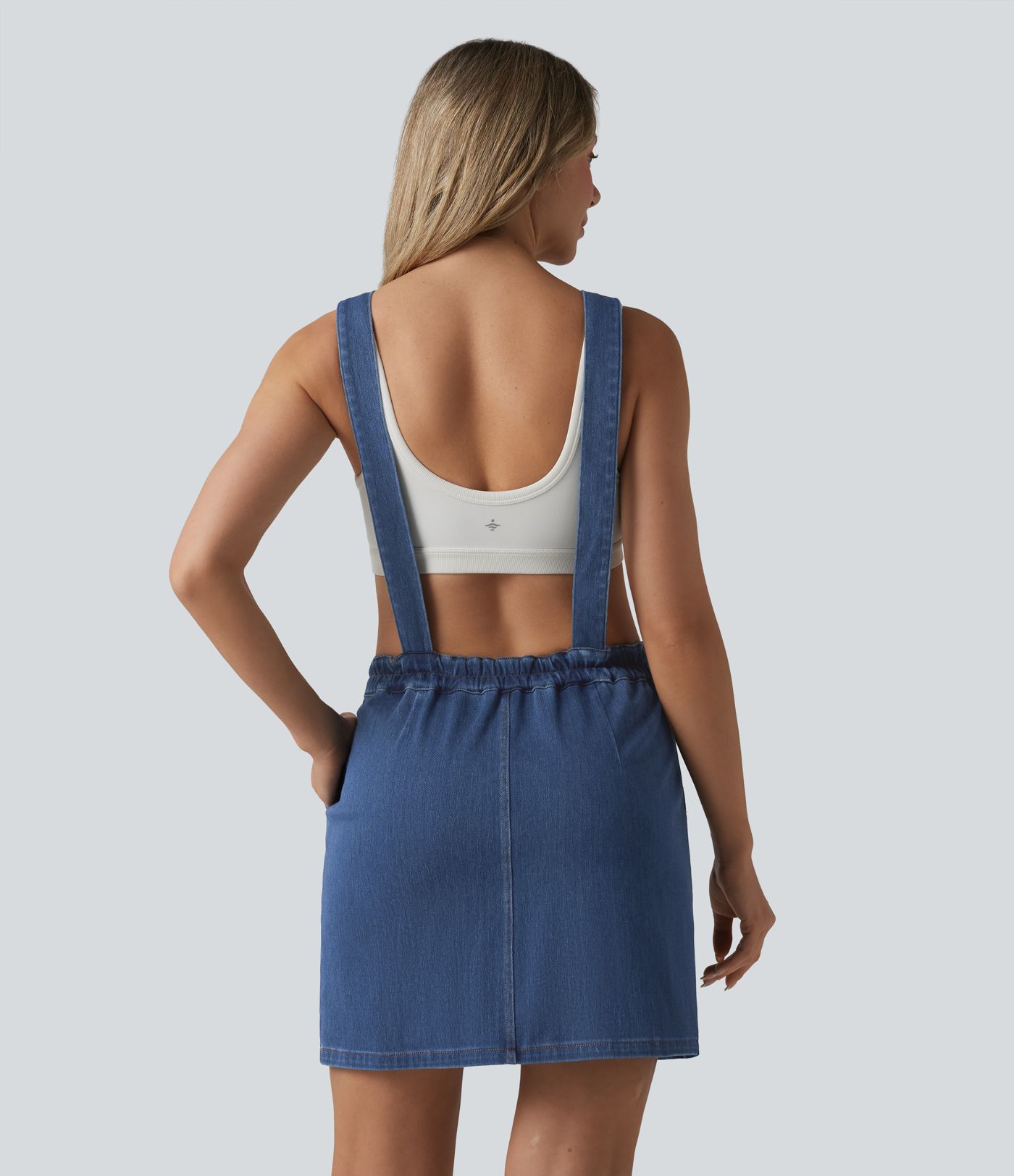 Halara Flex™ Robe casual mini en jean col carré avec poches