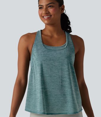 U Neck Built-in Bra Racerback Workout Tank Top