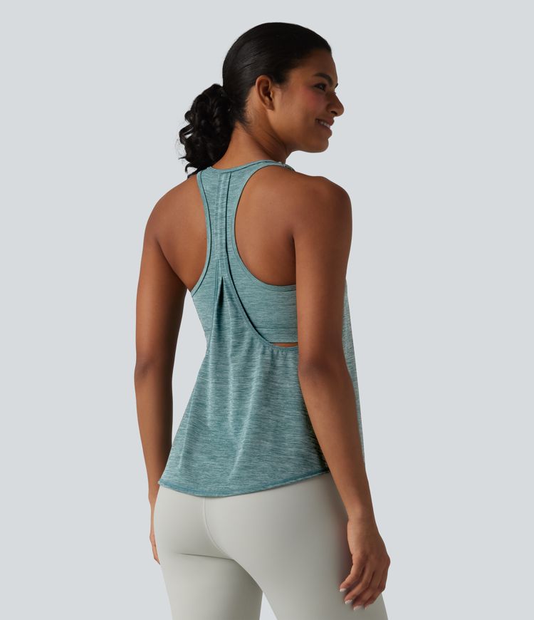 U Neck Built-in Bra Racerback Workout Tank Top