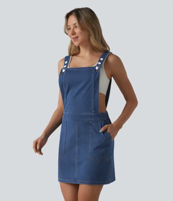 Halara Flex™ Robe casual mini en jean col carré avec poches