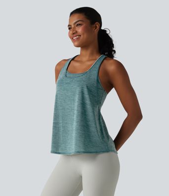 U Neck Built-in Bra Racerback Workout Tank Top