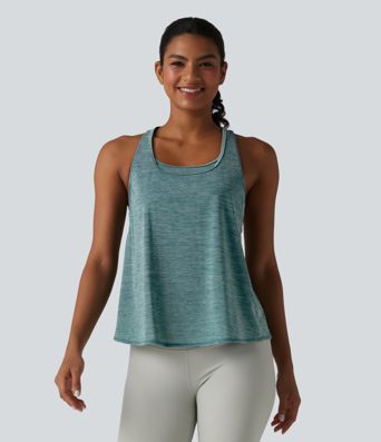 U Neck Built-in Bra Racerback Workout Tank Top