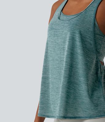 U Neck Built-in Bra Racerback Workout Tank Top