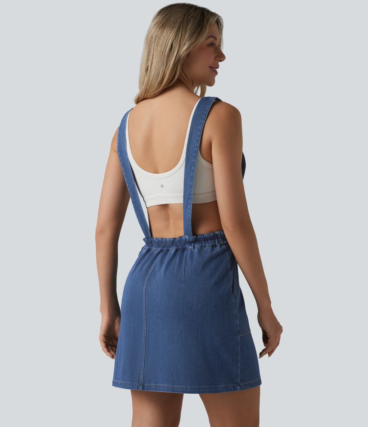 Halara Flex™ Robe casual mini en jean col carré avec poches