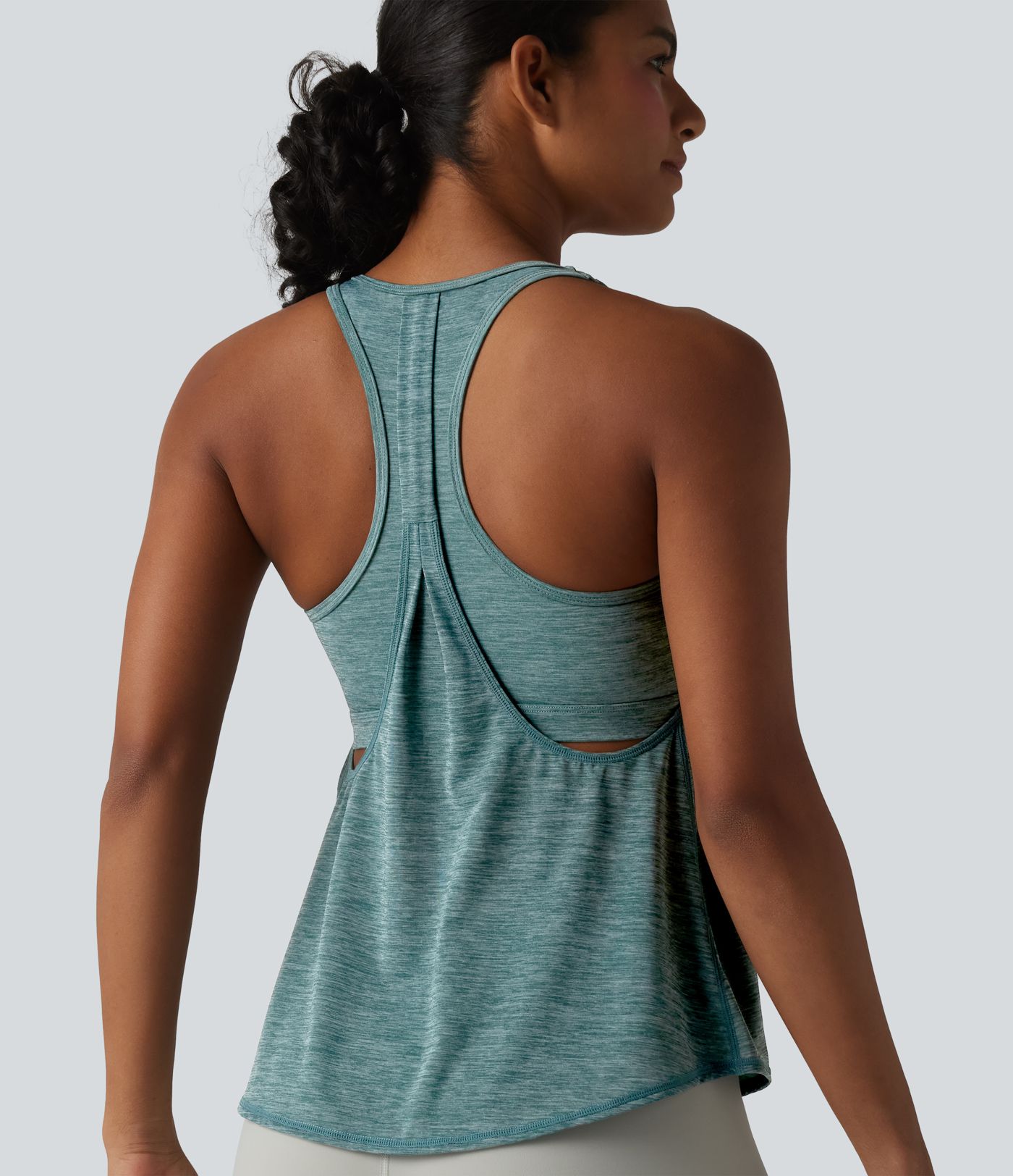 U Neck Built-in Bra Racerback Workout Tank Top