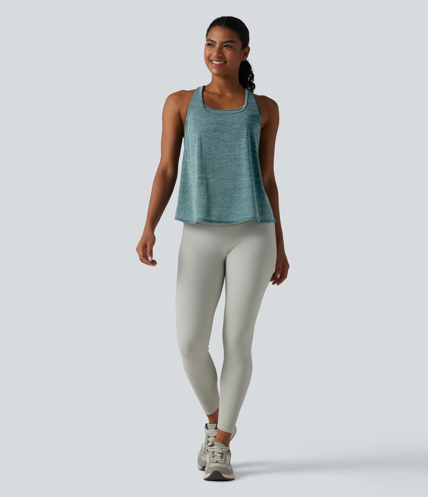 U Neck Built-in Bra Racerback Workout Tank Top
