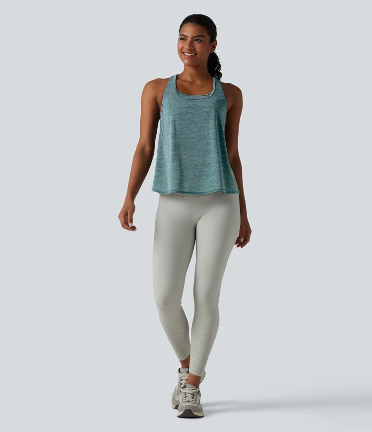 U Neck Built-in Bra Racerback Workout Tank Top