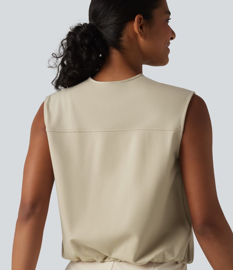 Lässiges Tanktop mit Rundhalsausschnitt und Reißverschluss