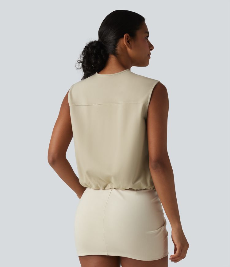 Round Neck Zip Fly Relaxed Work Tank Top