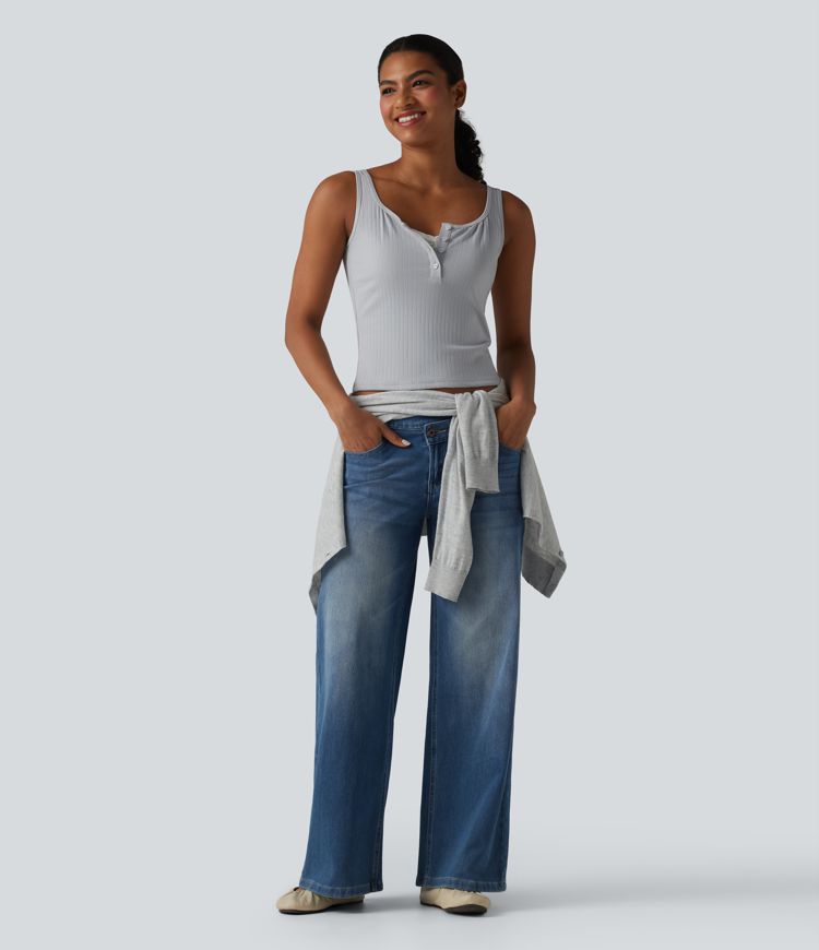 Scoop Neck Lace Casual Tank Top