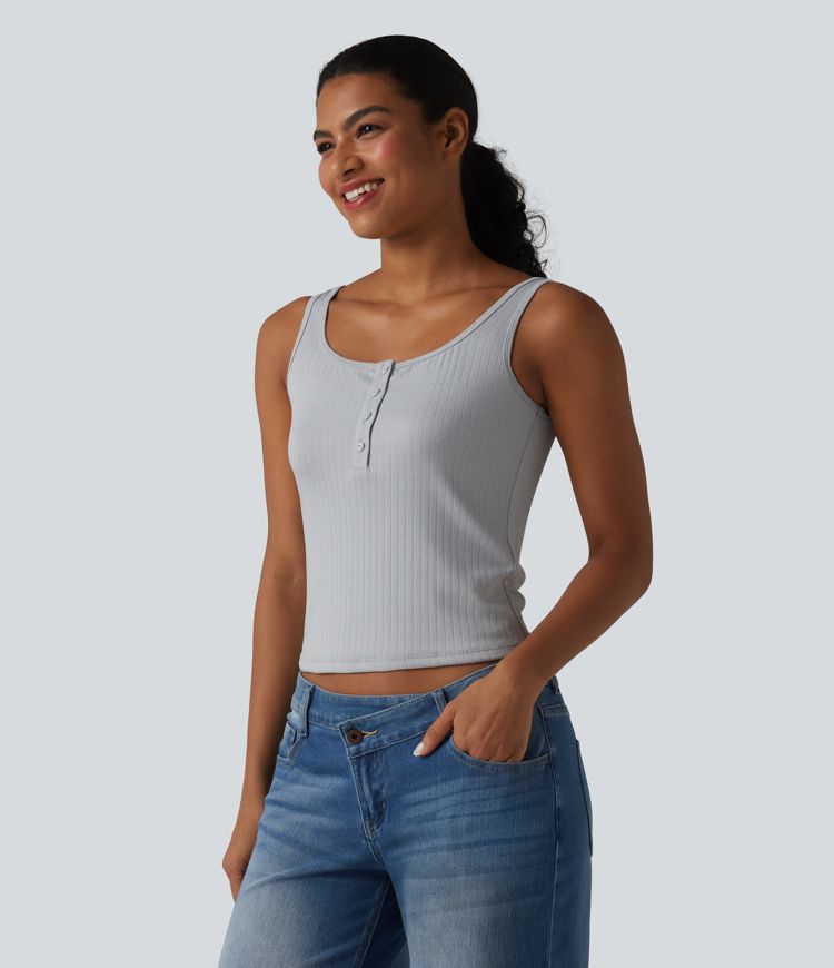 Scoop Neck Lace Casual Tank Top