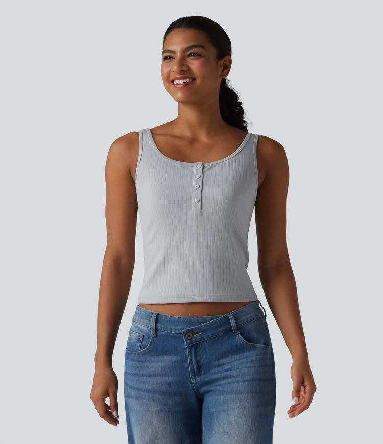 Scoop Neck Lace Casual Tank Top
