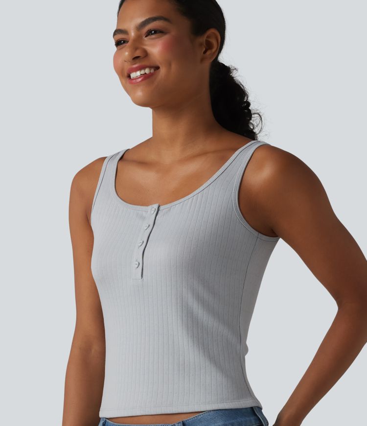 Scoop Neck Lace Casual Tank Top