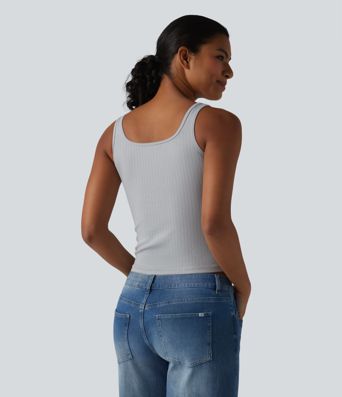 Scoop Neck Lace Casual Tank Top