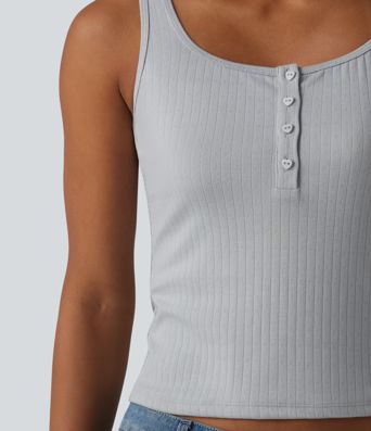 Scoop Neck Lace Casual Tank Top