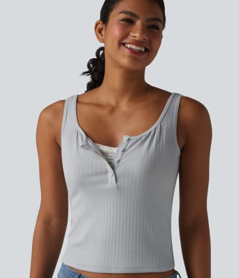 Scoop Neck Lace Casual Tank Top