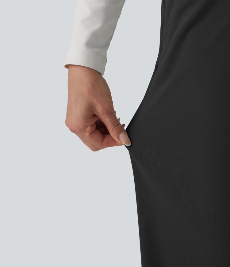 Bürohose mit hohem Bund, Seitentaschen und geradem Bein