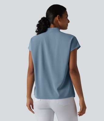 Blouse de travail col V infroissable à manches chauve-souris coupe ample