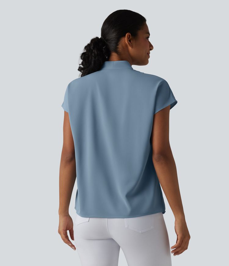 Blouse de travail col V infroissable à manches chauve-souris coupe ample