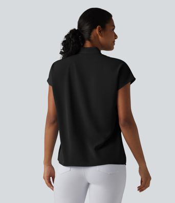 Wrinkle-resistant V-neck Batwing Sleeve Loose Fit Work Blouse