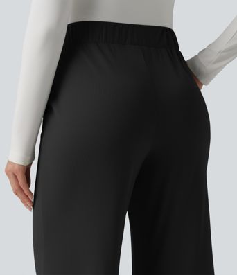 Bürohose mit hohem Bund, Seitentaschen und geradem Bein
