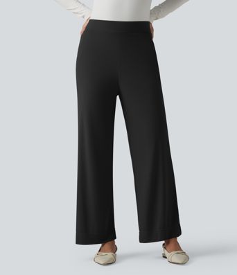 Bürohose mit hohem Bund, Seitentaschen und geradem Bein