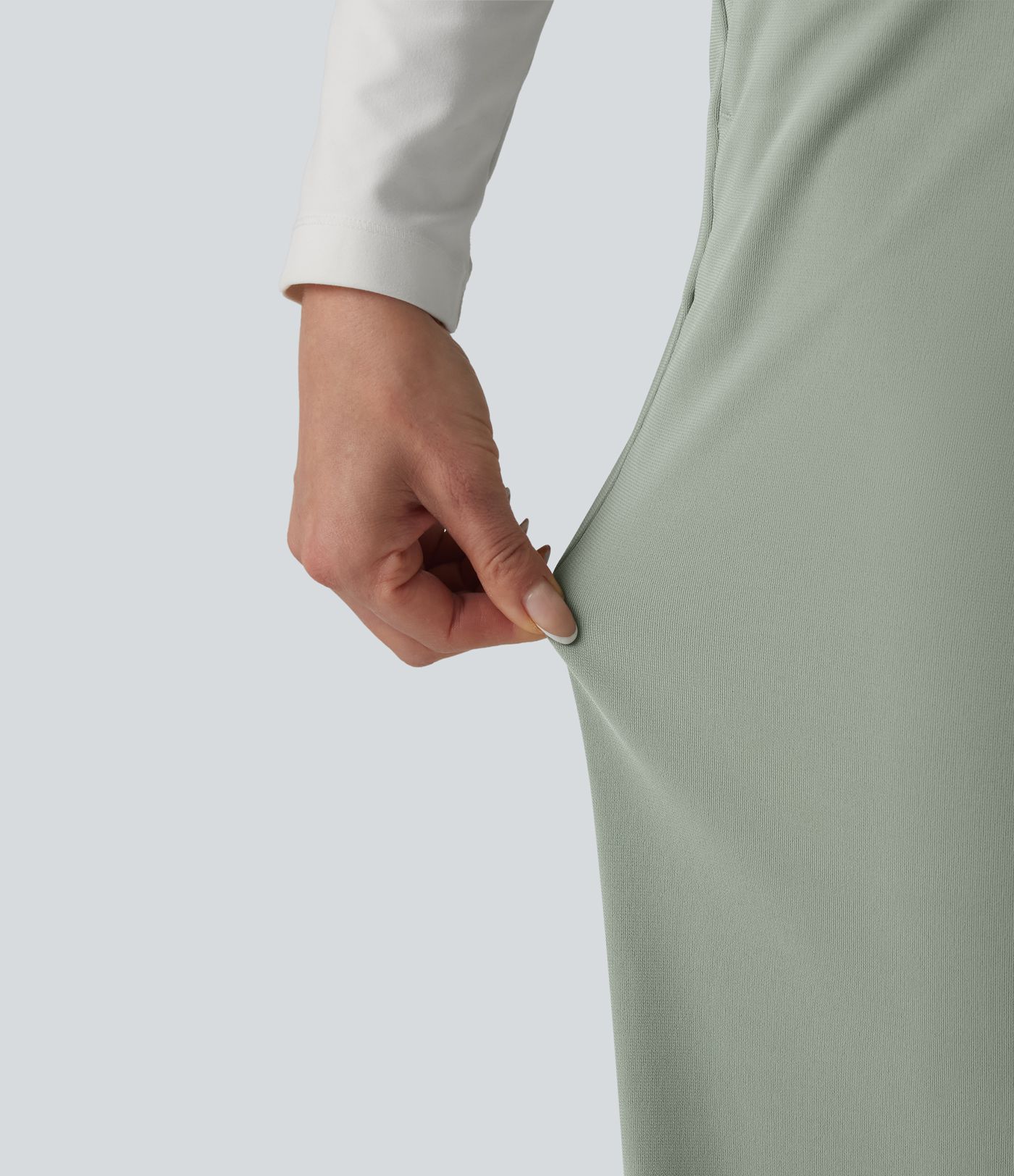 Bürohose mit hohem Bund, Seitentaschen und geradem Bein