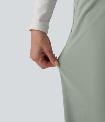 Bürohose mit hohem Bund, Seitentaschen und geradem Bein