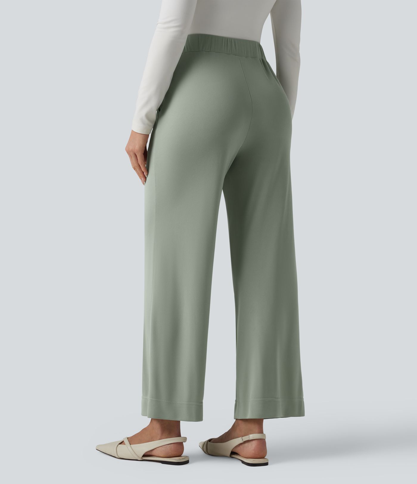 Bürohose mit hohem Bund, Seitentaschen und geradem Bein
