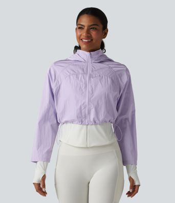 Durable Water Repellent Hooded Thumb Holes Curved Hem Running 3-in-1 Jacket with Pockets