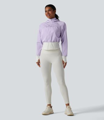 Durable Water Repellent Hooded Thumb Holes Curved Hem Running 3-in-1 Jacket with Pockets