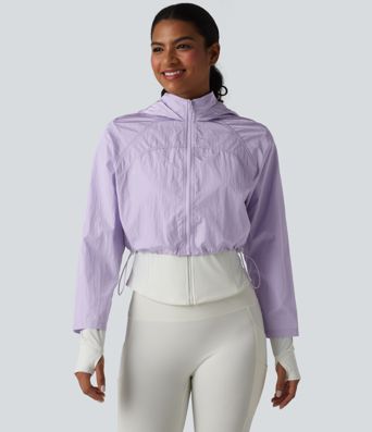 Durable Water Repellent Hooded Thumb Holes Curved Hem Running 3-in-1 Jacket with Pockets