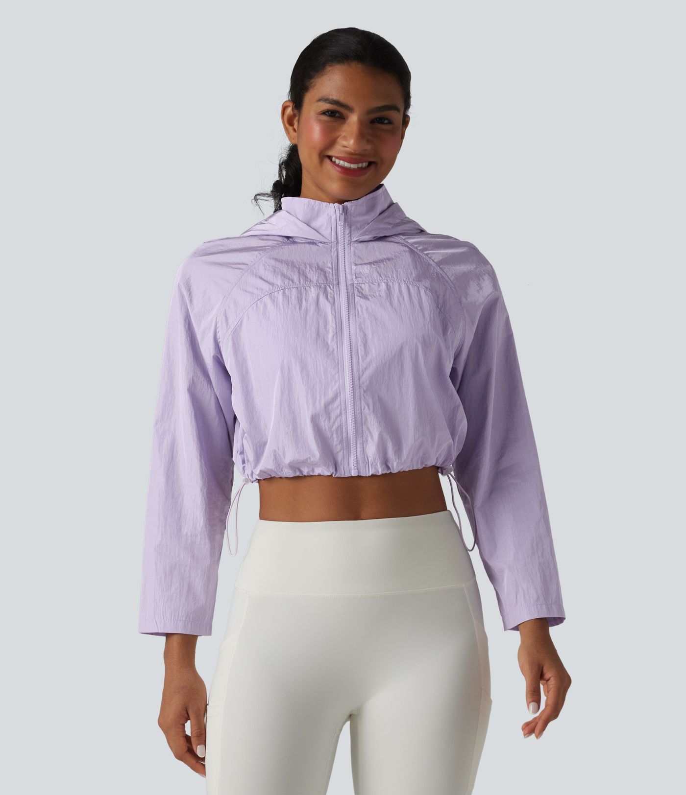 Durable Water Repellent Hooded Thumb Holes Curved Hem Running 3-in-1 Jacket with Pockets