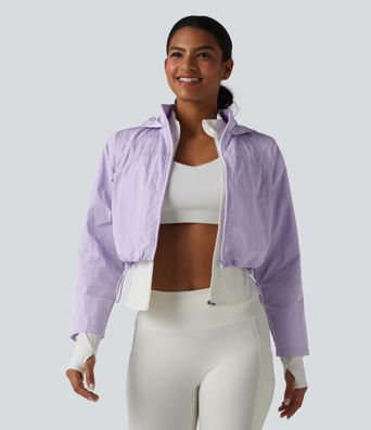 Durable Water Repellent Hooded Thumb Holes Curved Hem Running 3-in-1 Jacket with Pockets