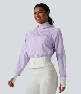 Durable Water Repellent Hooded Thumb Holes Curved Hem Running 3-in-1 Jacket with Pockets