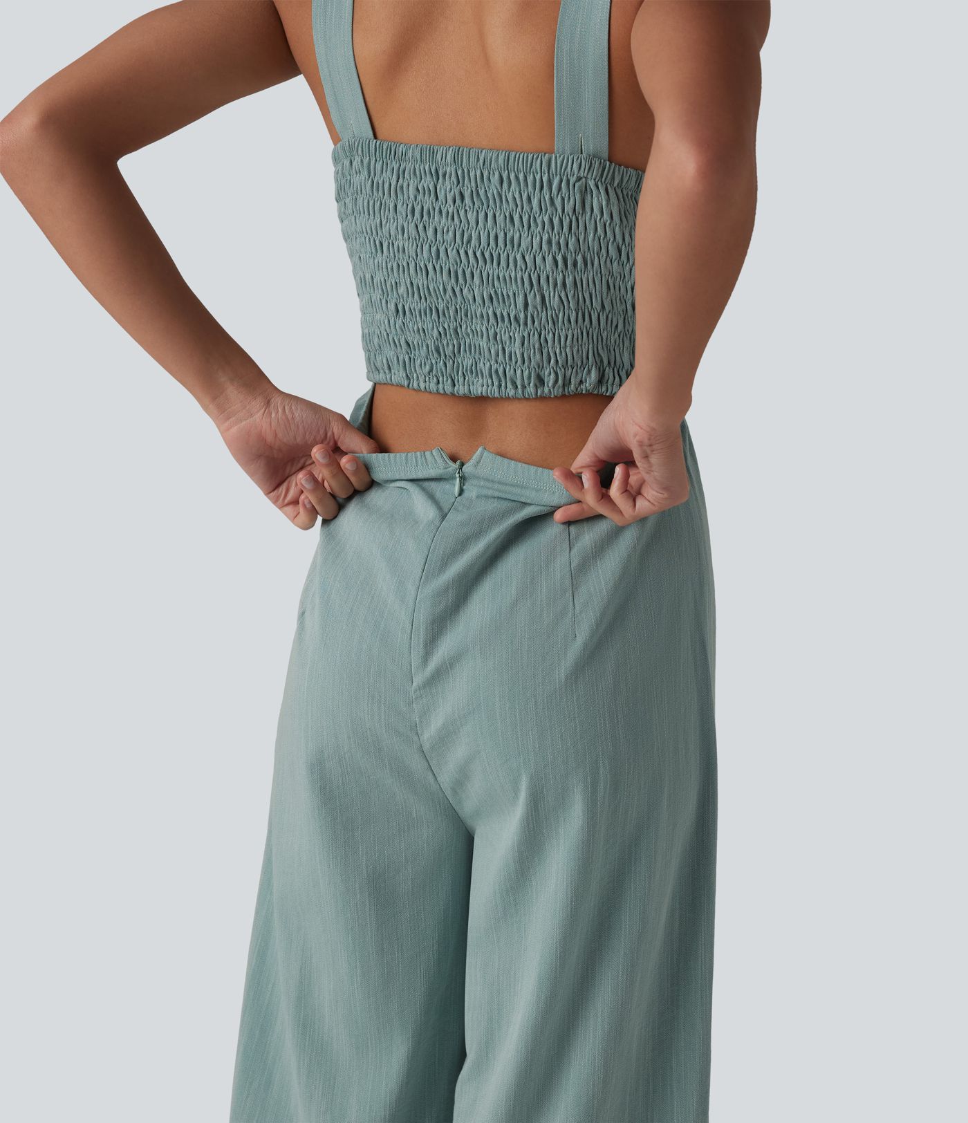 Mono de cuello cuadrado con fruncido y tacto lino - Edición Easy Peezy