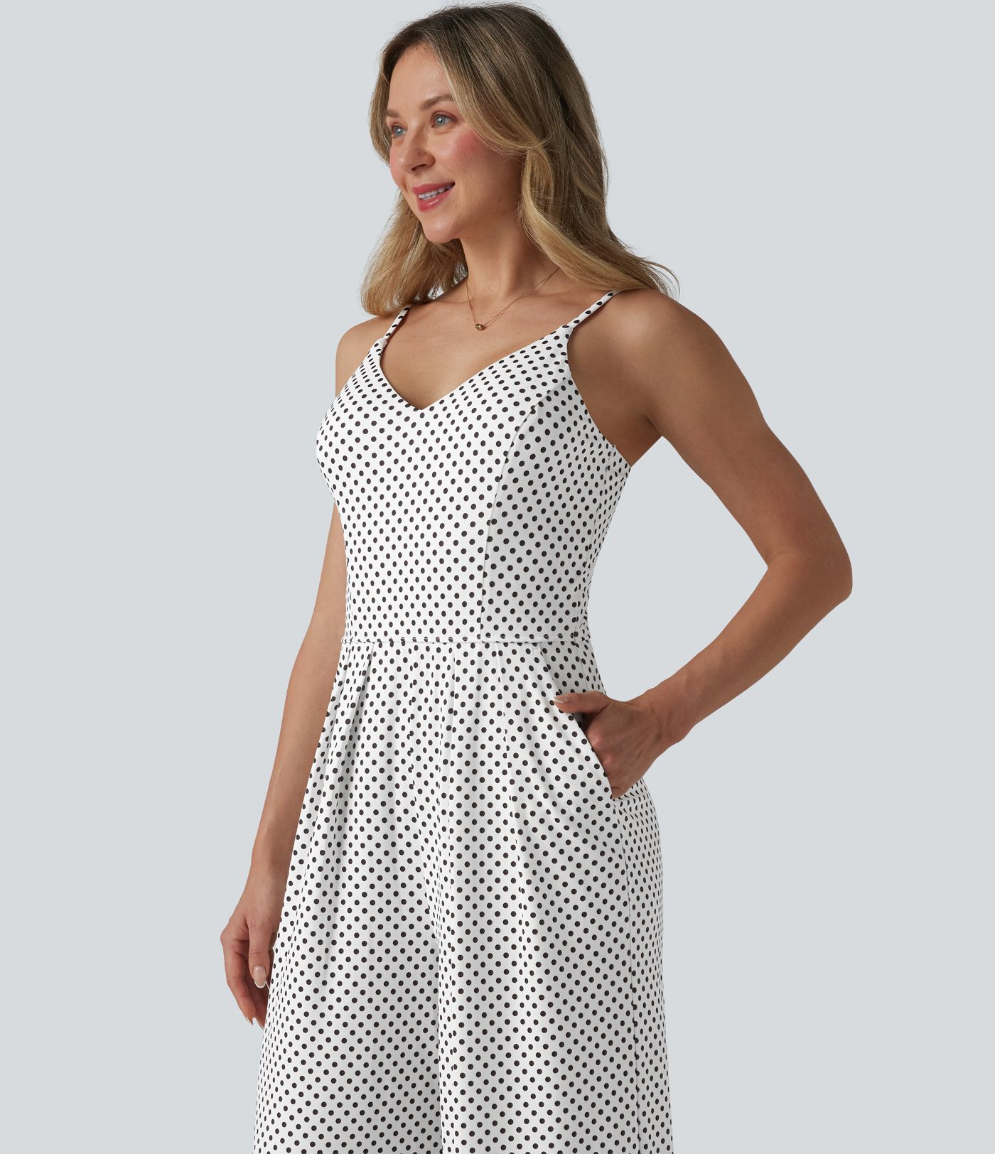 V Neck Polka Dot Slip Jumpsuit with Pockets-Easy Peezy Edition V Neck Polka Dot Slip Jumpsuit with Pockets-Easy Peezy Edition