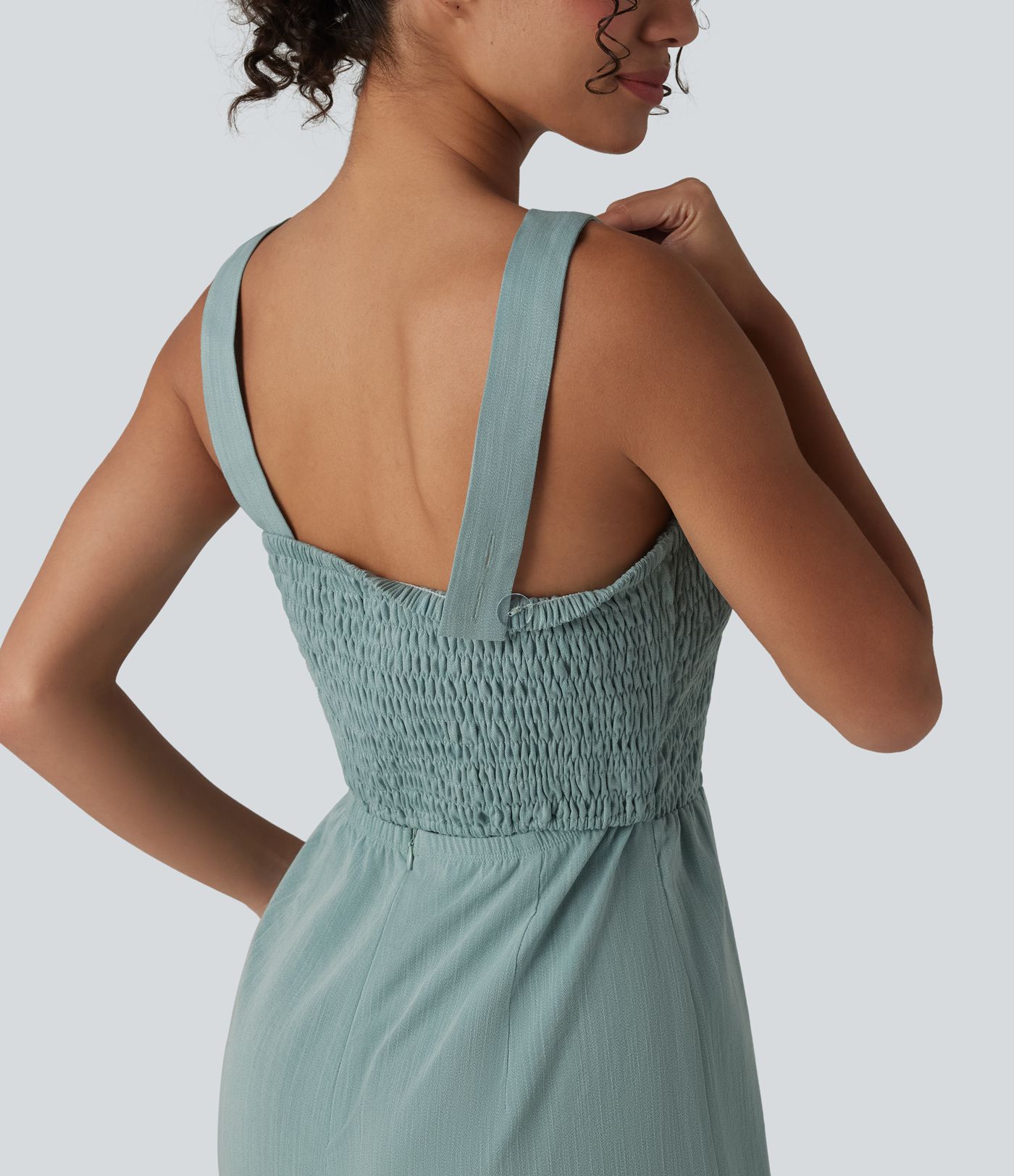 Mono de cuello cuadrado con fruncido y tacto lino - Edición Easy Peezy