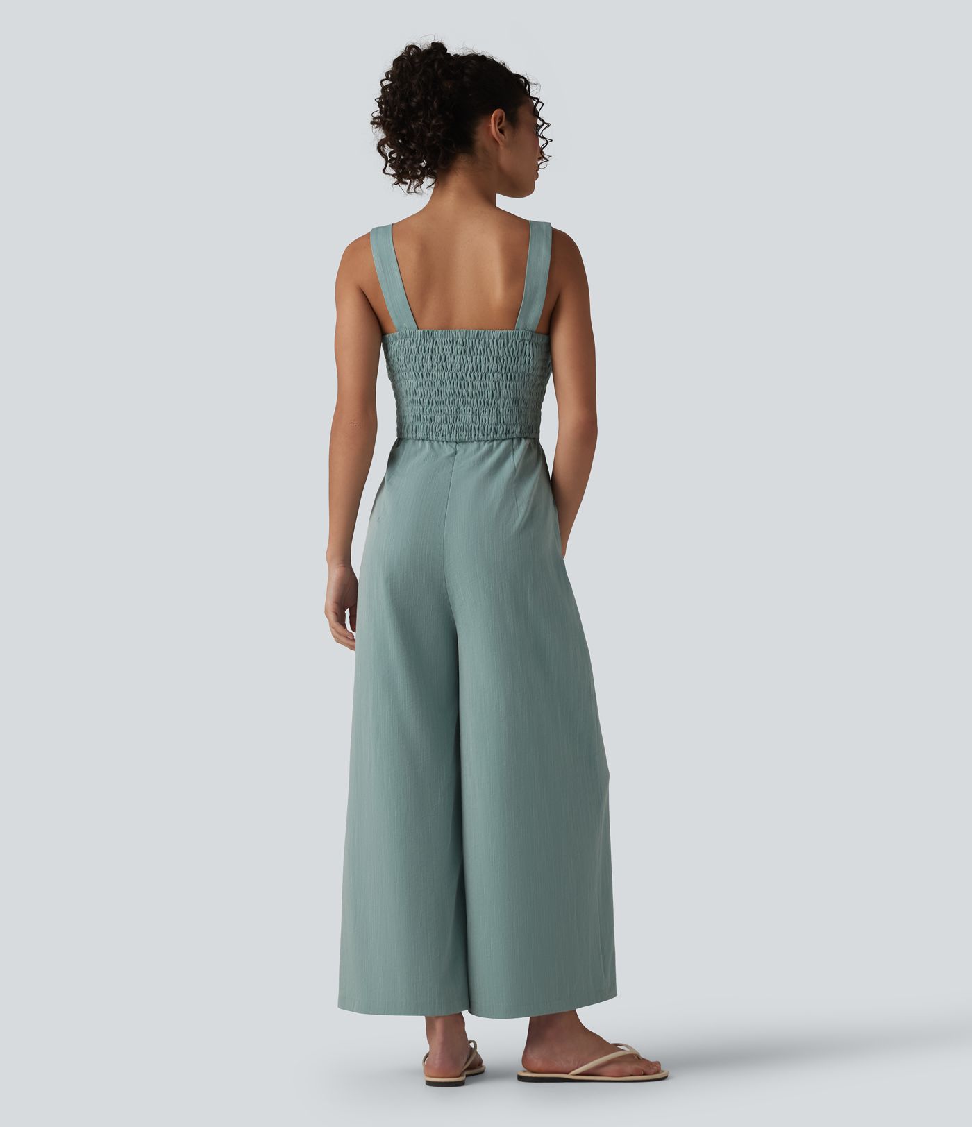 Mono de cuello cuadrado con fruncido y tacto lino - Edición Easy Peezy