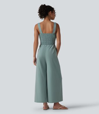 Mono de cuello cuadrado con fruncido y tacto lino - Edición Easy Peezy