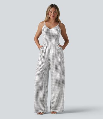 V Neck Polka Dot Slip Jumpsuit with Pockets-Easy Peezy Edition V Neck Polka Dot Slip Jumpsuit with Pockets-Easy Peezy Edition