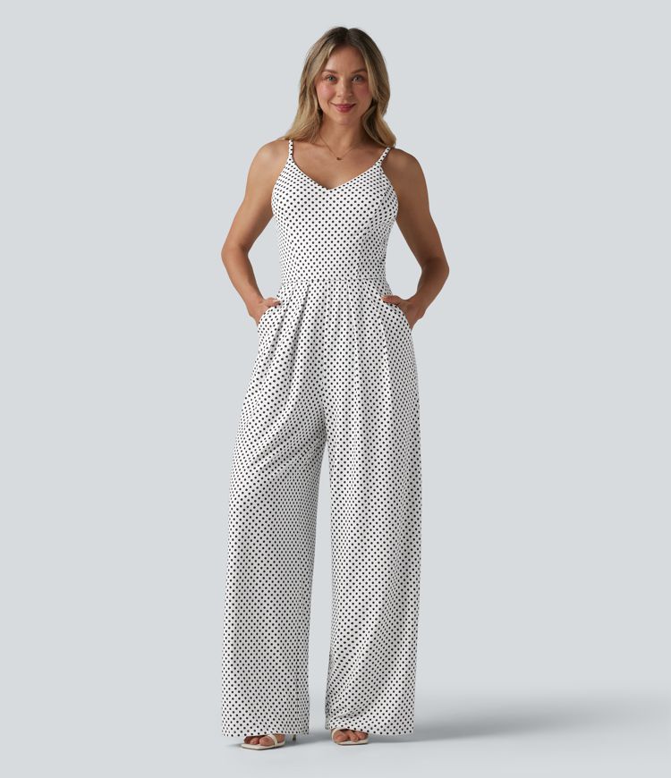 V Neck Polka Dot Slip Jumpsuit with Pockets-Easy Peezy Edition V Neck Polka Dot Slip Jumpsuit with Pockets-Easy Peezy Edition
